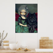 Loup-Garou: Noir zwarte wolf gothic rococo Print (Keuken)
