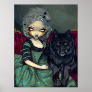 Loup-Garou: Noir zwarte wolf gothic rococo Print