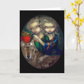 "Loup-Garou:  Wenskaart van Jumeaux van Les het" Kaart (Gele Bloem)