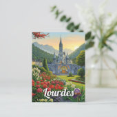 Lourdes France Reizen Bloemen Briefkaart (Staand voorkant)