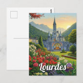 Lourdes France Reizen Bloemen Briefkaart (Voorkant / Achterkant)