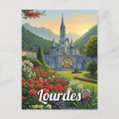 Lourdes France Reizen Bloemen Briefkaart (Voorkant)