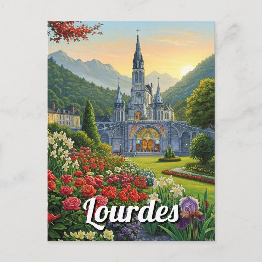 Lourdes France Reizen Bloemen Briefkaart (Voorkant)