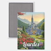 Lourdes France Reizen Bloemen Magneet (Voorkant / Achterkant)