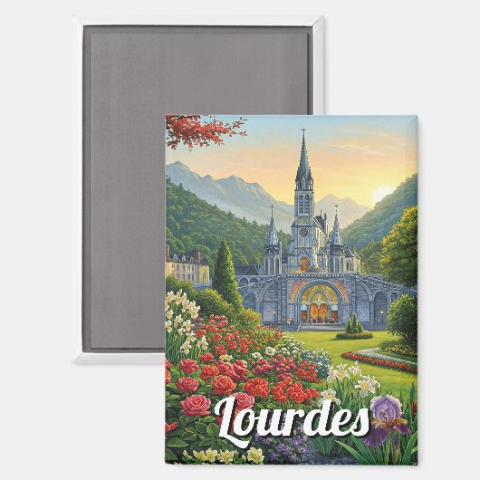 Lourdes France Reizen Bloemen Magneet (Voorkant / Achterkant)