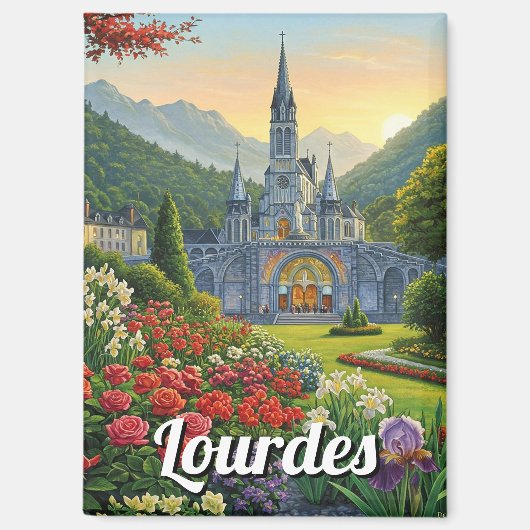 Lourdes France Reizen Bloemen Magneet (Voorkant)