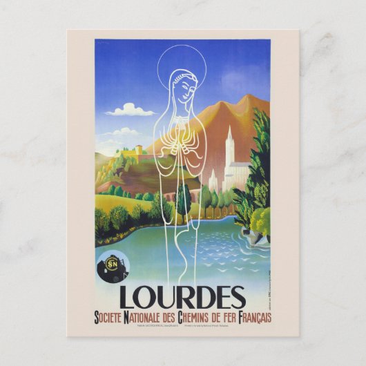 Lourdes France Vintage Poster 1939 Briefkaart (Voorkant)