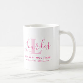 Lourdes-naam betekenis en monogram roze tekst koffiemok