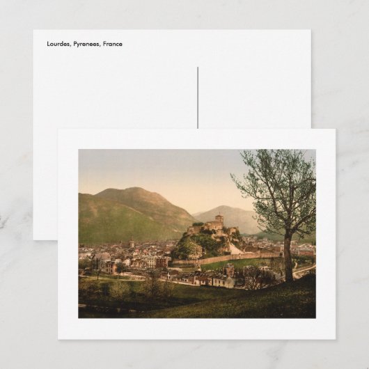 Lourdes, Pyreneeën - Stad en kasteel Briefkaart (Voorkant / Achterkant)