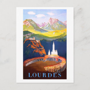 Lourdes, stad en kerk. Pyreneeën Briefkaart