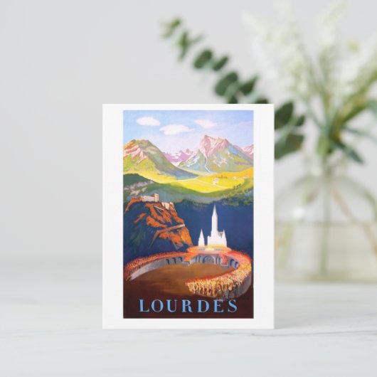 Lourdes, Town en Church. Pyreneeëngebergte Briefkaart (Staand voorkant)