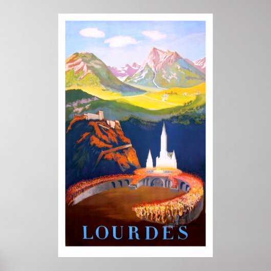 Lourdes, Town en Church. Pyreneeëngebergte Poster (Voorkant)