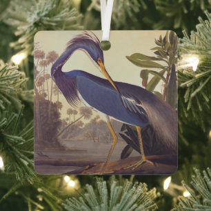 Lousiana Heron in grijs, groen en blauw door Audub Metalen Ornament