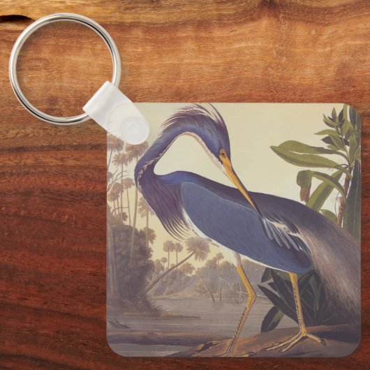 Lousiana Heron in grijs, groen en blauw door Audub Sleutelhanger (Voorkant)