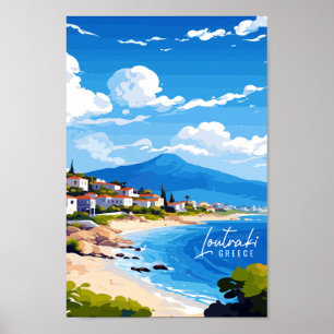 Loutraki Griekenland vintage reisillustratie Poster