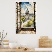Louvre door een raam Poster (Keuken)