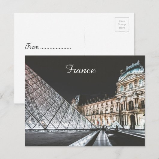 Louvre glazen piramide Parijs piramide Briefkaart (Voorkant / Achterkant)