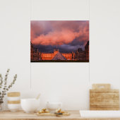 Louvre in zonsondergang poster (Keuken)