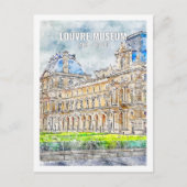 Louvre Musem Paris Frankrijk Travel Waterverf Briefkaart (Voorkant)