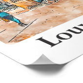 Louvre Museum Frankrijk Waterverf Hand getekend Poster (Hoek)