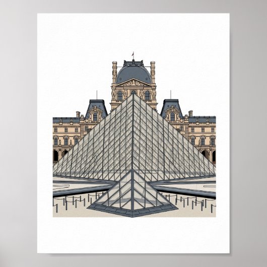 Louvre Museum Parijs Piramide Poster (Voorkant)