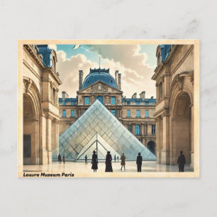 Louvre Museum Parijs Vintage Reizen Briefkaart