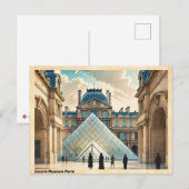 Louvre Museum Parijs Vintage Reizen Briefkaart (Voorkant / Achterkant)