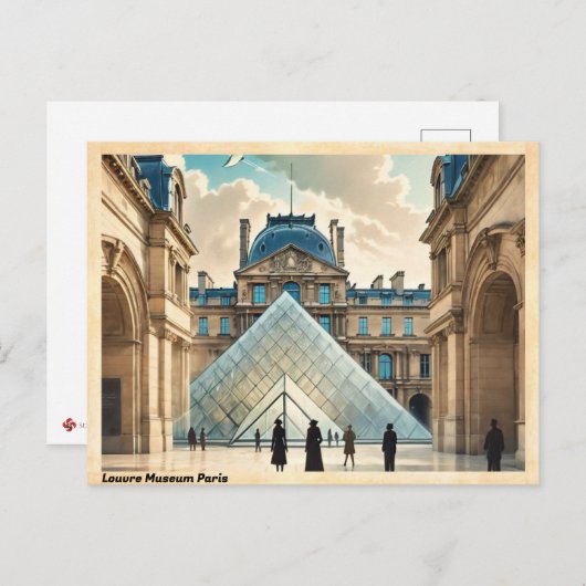 Louvre Museum Parijs Vintage Reizen Briefkaart (Voorkant / Achterkant)