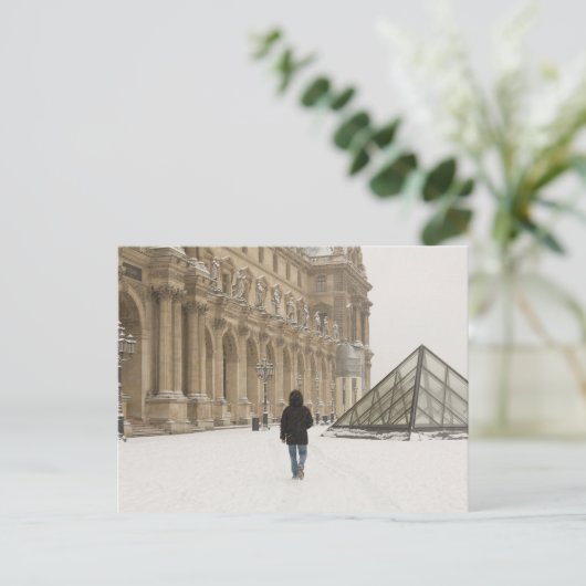 Louvre onder de sneeuw briefkaart (Staand voorkant)