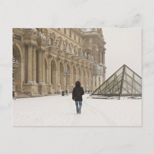 Louvre onder de sneeuw briefkaart (Voorkant)