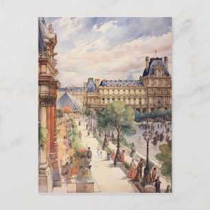 Louvre Parijs Street Scene Art Briefkaart