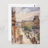 Louvre Parijs Street Scene Art Briefkaart (Voorkant / Achterkant)