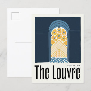 Louvre Paris France abstracte reizen bloemsierkuns Briefkaart