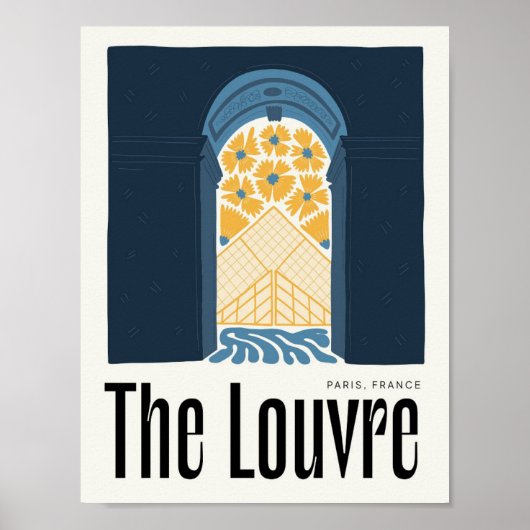 Louvre Paris France abstracte reizen bloemsierkuns Poster (Voorkant)