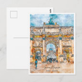 Louvre Paris France Travel Place Waterverf Briefkaart (Voorkant / Achterkant)
