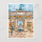 Louvre Paris France Travel Place Waterverf Briefkaart (Voorkant)