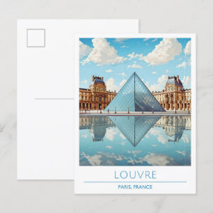 Louvre Paris Frankrijk Vintage Travel Briefkaart