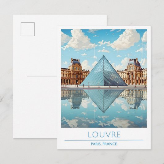 Louvre Paris Frankrijk Vintage Travel Briefkaart (Voorkant / Achterkant)