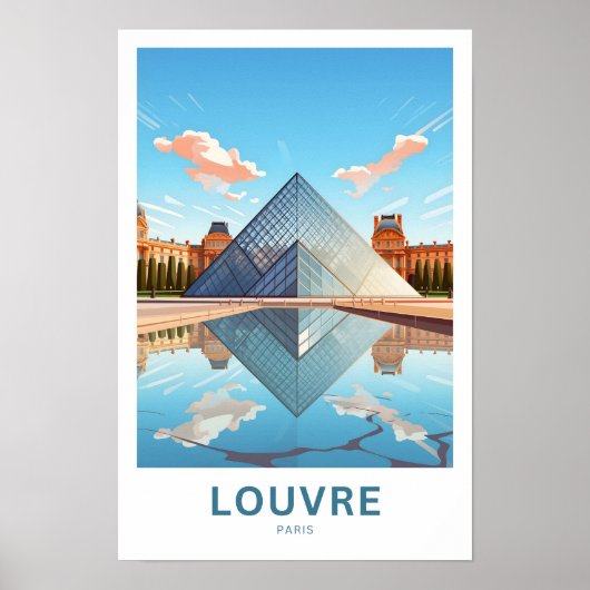 Louvre Paris Reisprint Poster (Voorkant)