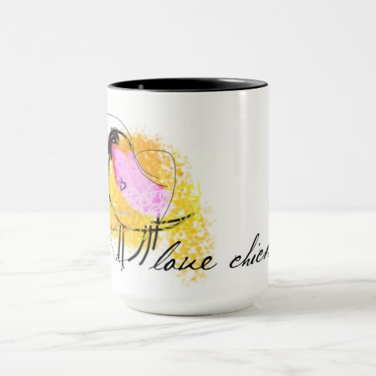 "Lov Chick" Black 15 oz Combo Mok (Midden)