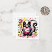 Lovable Be Mine Skunk Classroom Valentine Notitiekaartje (Voorkant / Achterkant in situ)