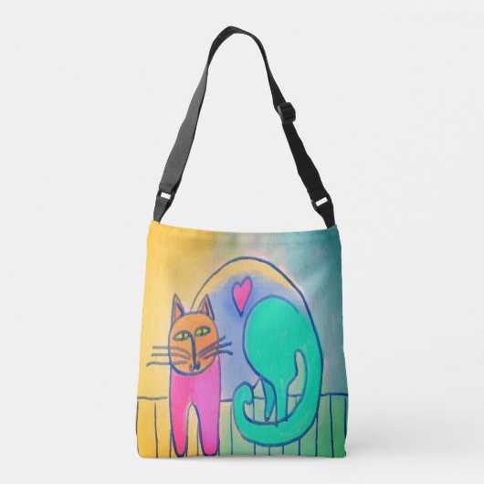 Lovable Cat Abstract schilderij Crossbody Tas (Achterkant)