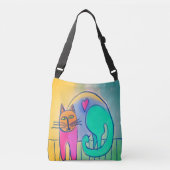 Lovable Cat Abstract schilderij Crossbody Tas (Voorkant)