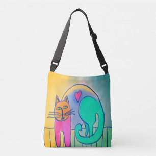 Lovable Cat Abstract schilderij Crossbody Tas