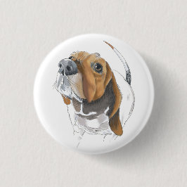 Lovable Close Cute Basset Hound Ronde Button 3,2 Cm
