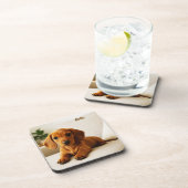 Lovable Dachshund Personalized Coaster Set Bier Onderzetter (Rechterzijde)