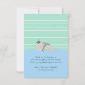 Lovable Nautical Whale Octopus Green Baby shower Bedankkaart (Achterkant)