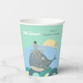 Lovable Nautical Whale Squid Green Baby shower Papieren Bekers (Achterkant)