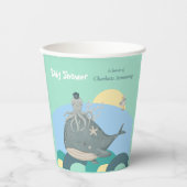 Lovable Nautical Whale Squid Green Baby shower Papieren Bekers (Voorkant)