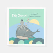 Lovable Nautical Whale Squid Green Baby shower Servet (Voorkant)